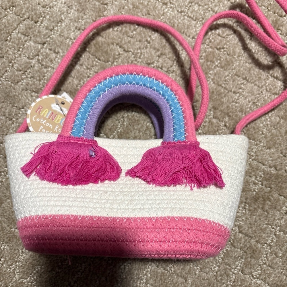 Mud Pie Rainbow Cotton Rope Purse 9x7”